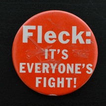 Vintage Pinback Button Pin FLECK ITS EVERYONES FIGHT 1970s - £2.84 GBP