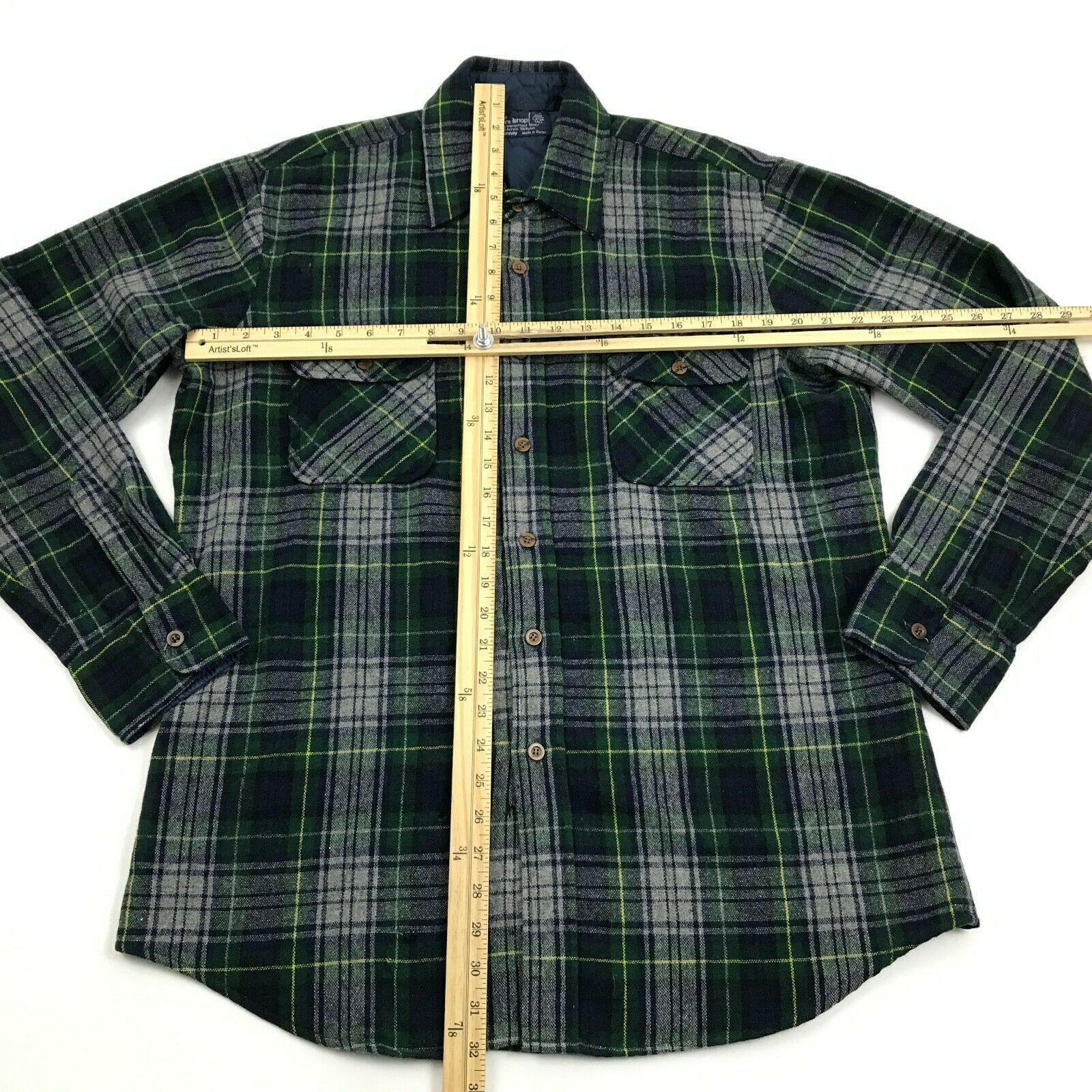 VINTAGE JcPenney Mens Button Up Flannel Work Shirt Wool Blend Long ...