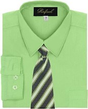 Rafael Toddlers Kids Boys Long Sleeve Lime Green Dress Shirt Set With Tie - 10