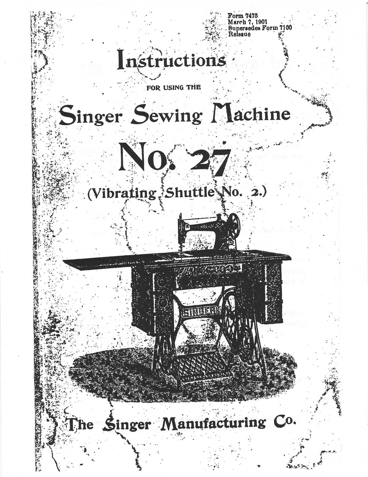 Primary image for Singer 27 sewing machine Instruction Manual Enlarged