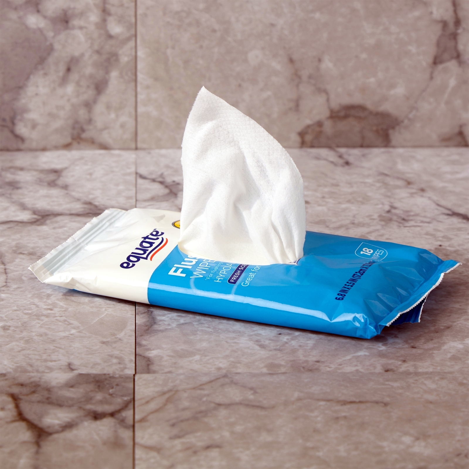 Equate Flushable Wipes, Fresh Scent, 5 Travel Packs of 18 Wipes, 90