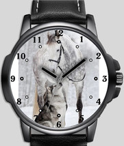 Snowy Wolf And Horse Winter Stylish Rare Quality Wrist Watch UK Seller - $54.00