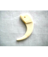BEAR CLAW SHAPED CARVED OFF WHITE BUFFALO BONE 3+&quot; PENDANT ADJ CORD NECK... - $15.99