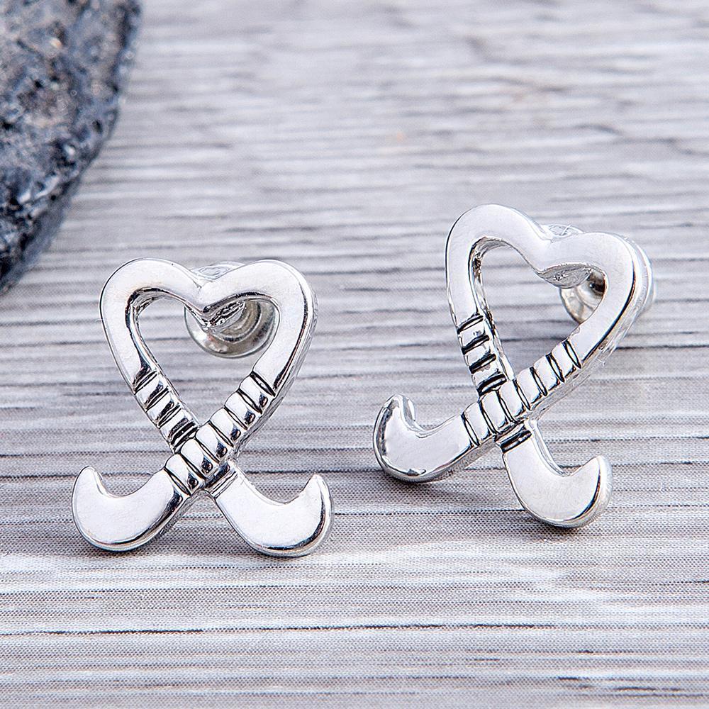 Field Hockey Heart Stick Earrings Earrings
