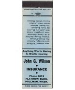Washington Matchbook Cover Pullman Flatiron Building John Wilson Insurance - $1.89