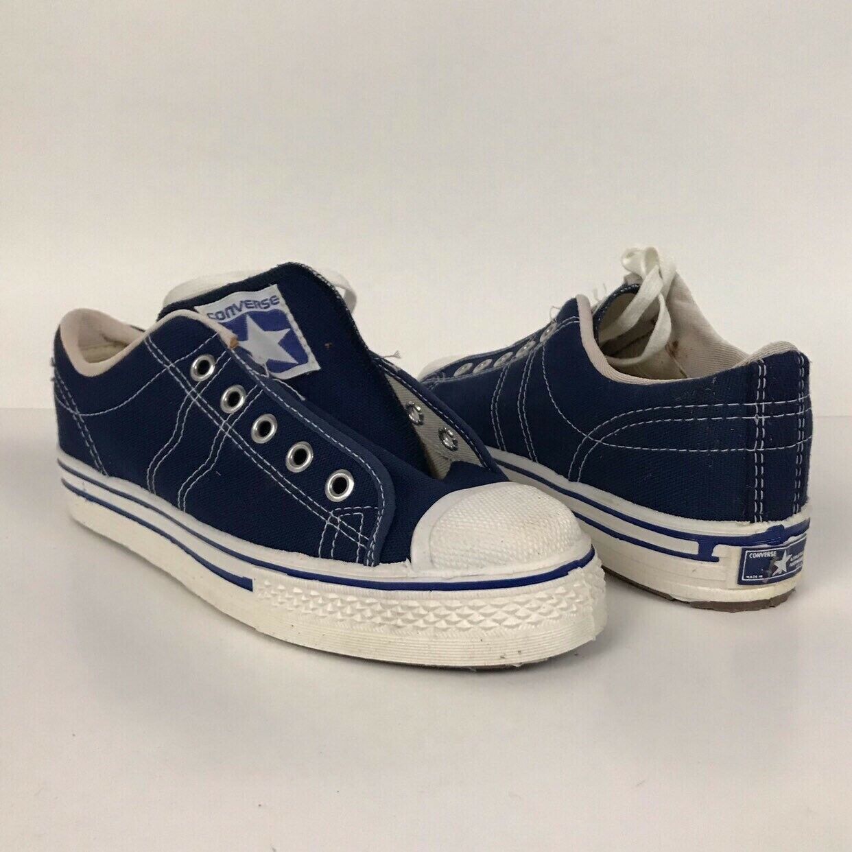 1970s Boys Converse Shoes / Blue Lace Up Basketball Shoes Blue Label ...