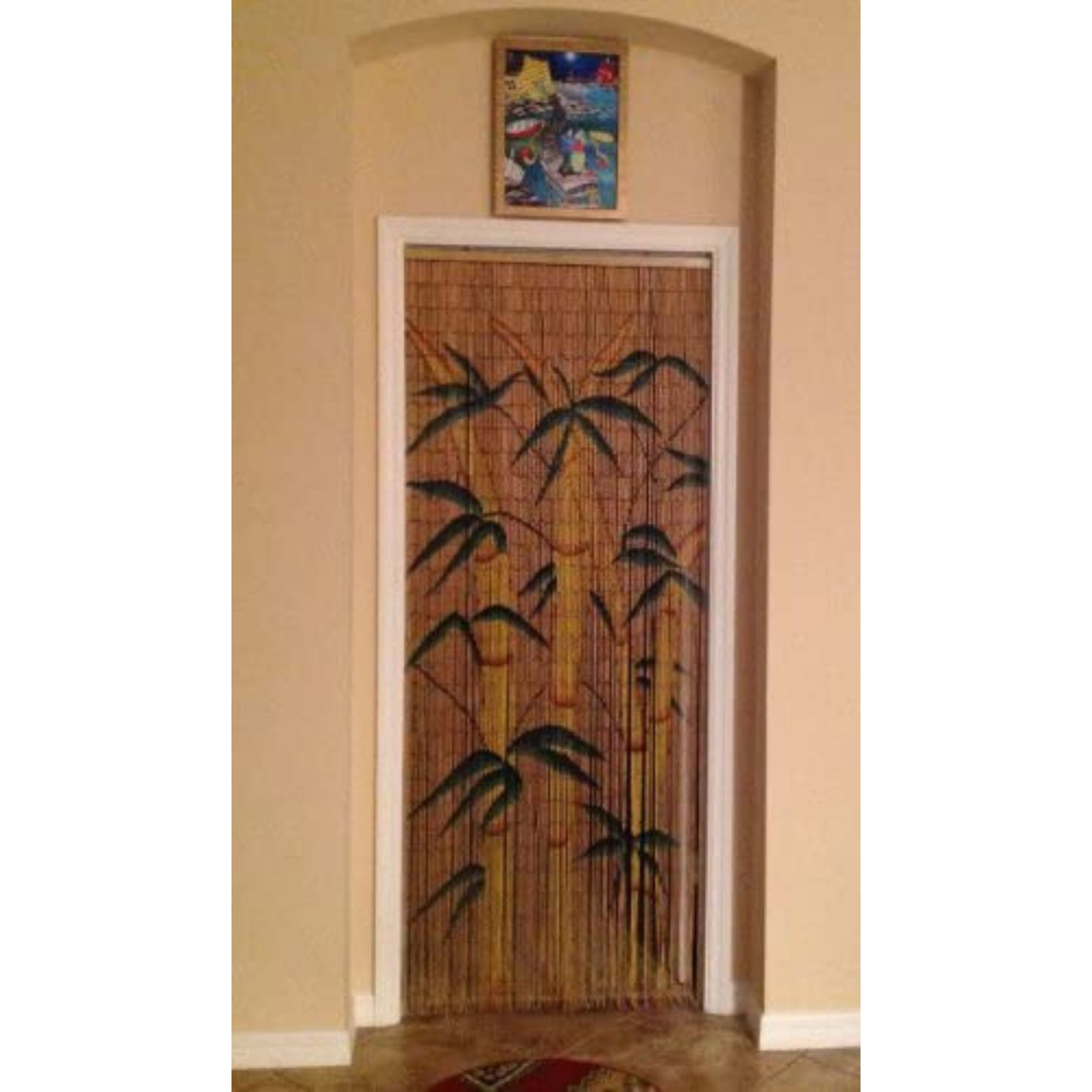 String Beaded Doorway Curtain Bead Japanese Bamboo Room Divider Wooden