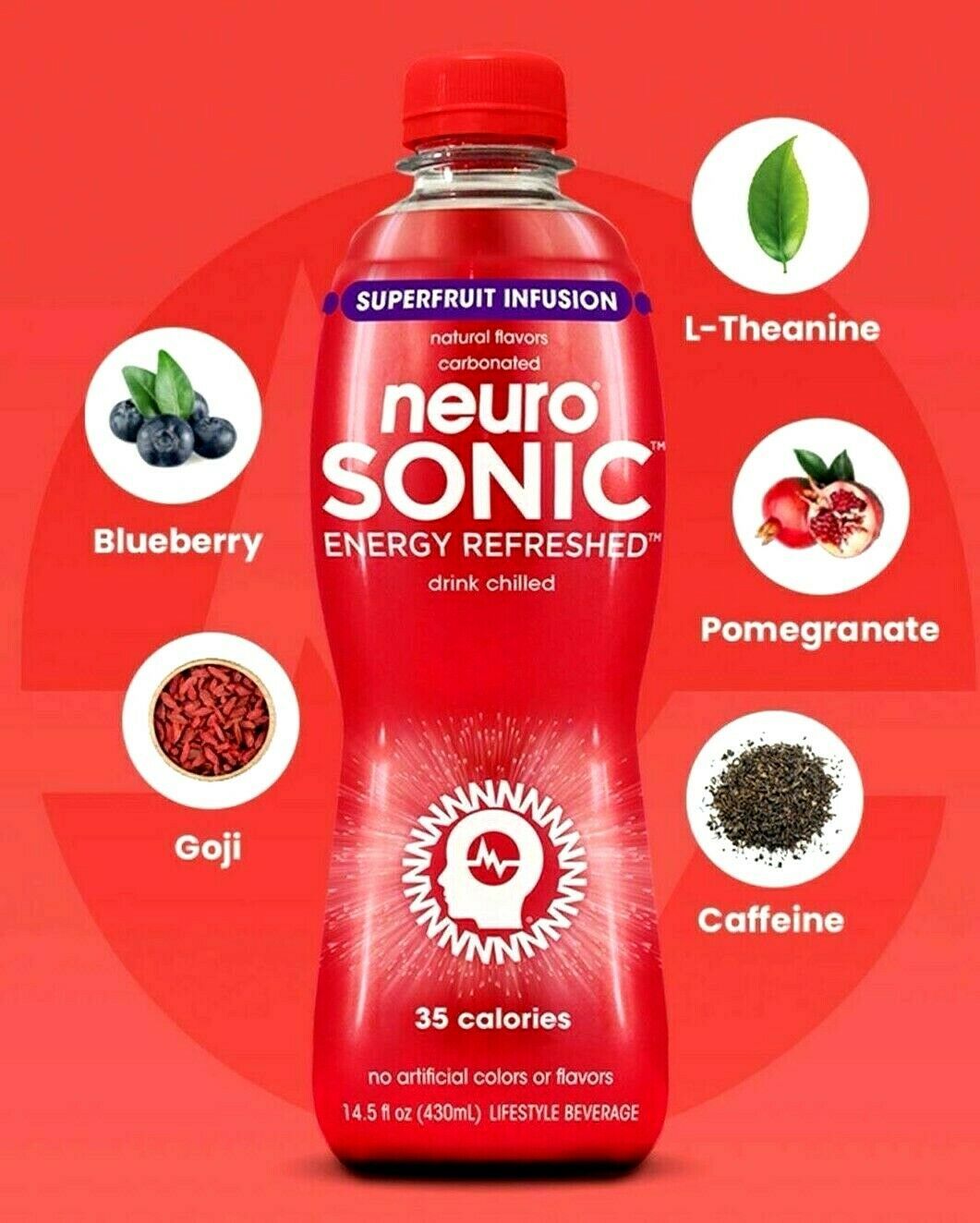 Neuro Sonic Energy Refreshed Drink Superfruit Infusion 14.5 oz ( Pack