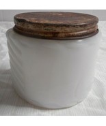Woodbury Cosmetic Jar Milk Glass Original Lid Eye Shape Embossed Sides 3... - $17.99