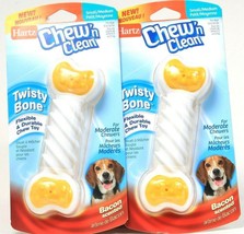 2 Ct Hartz Chew N Clean Bacon Scent Small Medium Flexible Durable Twisty Bone