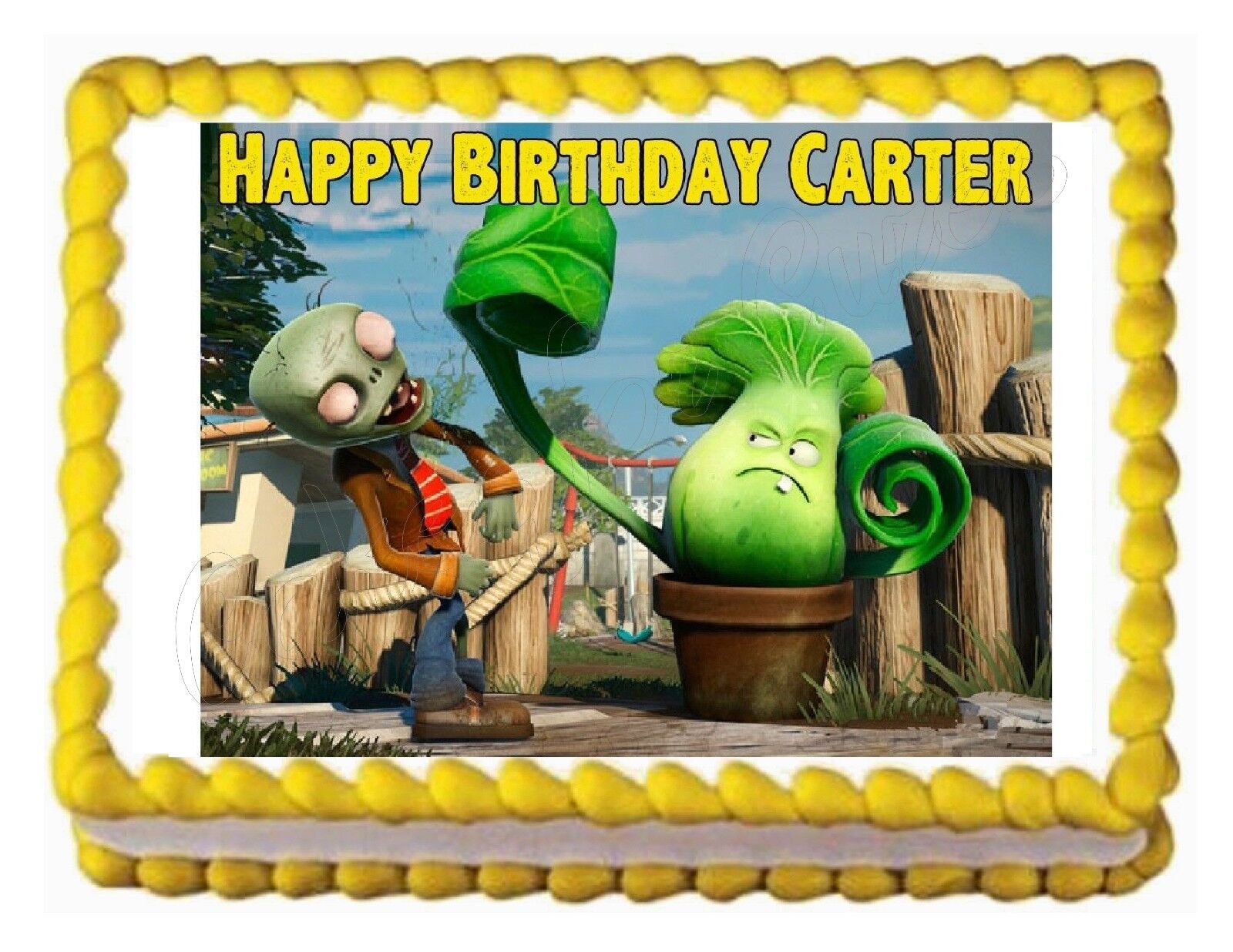 PLANTS VS. ZOMBIES edible cake image party cake topper decoration sheet ...