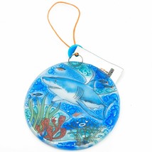 Fused Art Glass Shark Coral Reef Ocean Suncatcher Ornament Handmade Ecuador