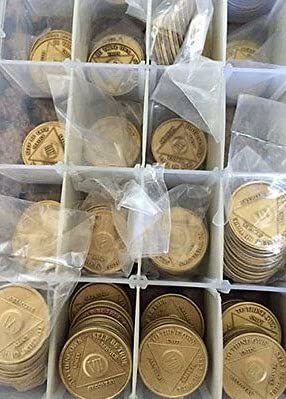 RecoveryChip Bulk Lot of 10 AA Medallions Bronze Sobriety Coins You Pick Mix Yea