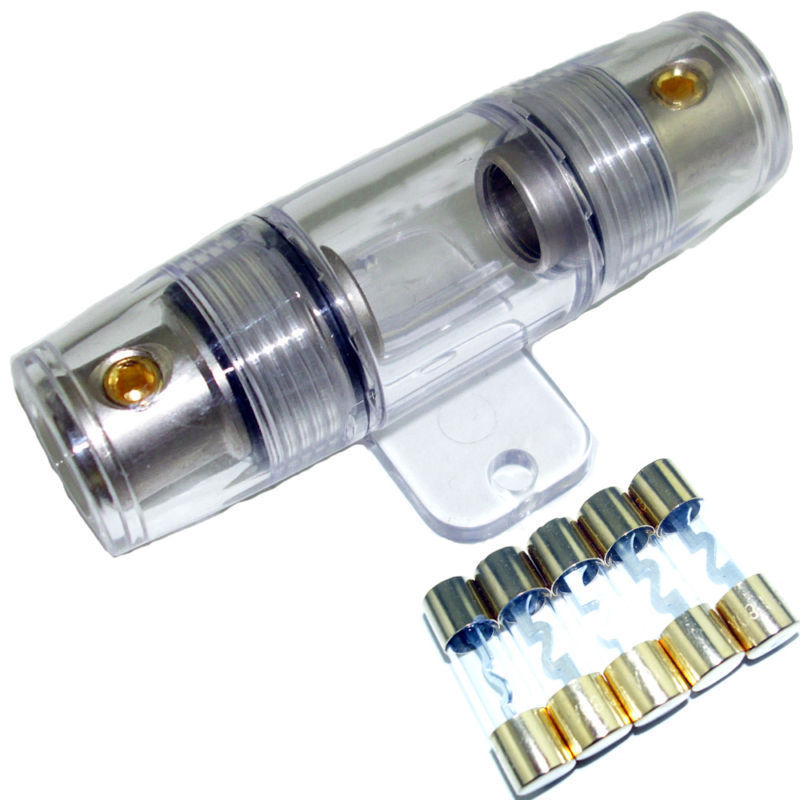 4 / 8 GAUGE AGU FUSE HOLDER + 5 PACK 120 AMP AGU FUSES FAST FREE USA