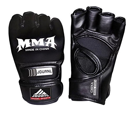 PANDA SUPERSTORE Cool Black Adult Half-Finger MMA Fighting Mitts Training Gloves