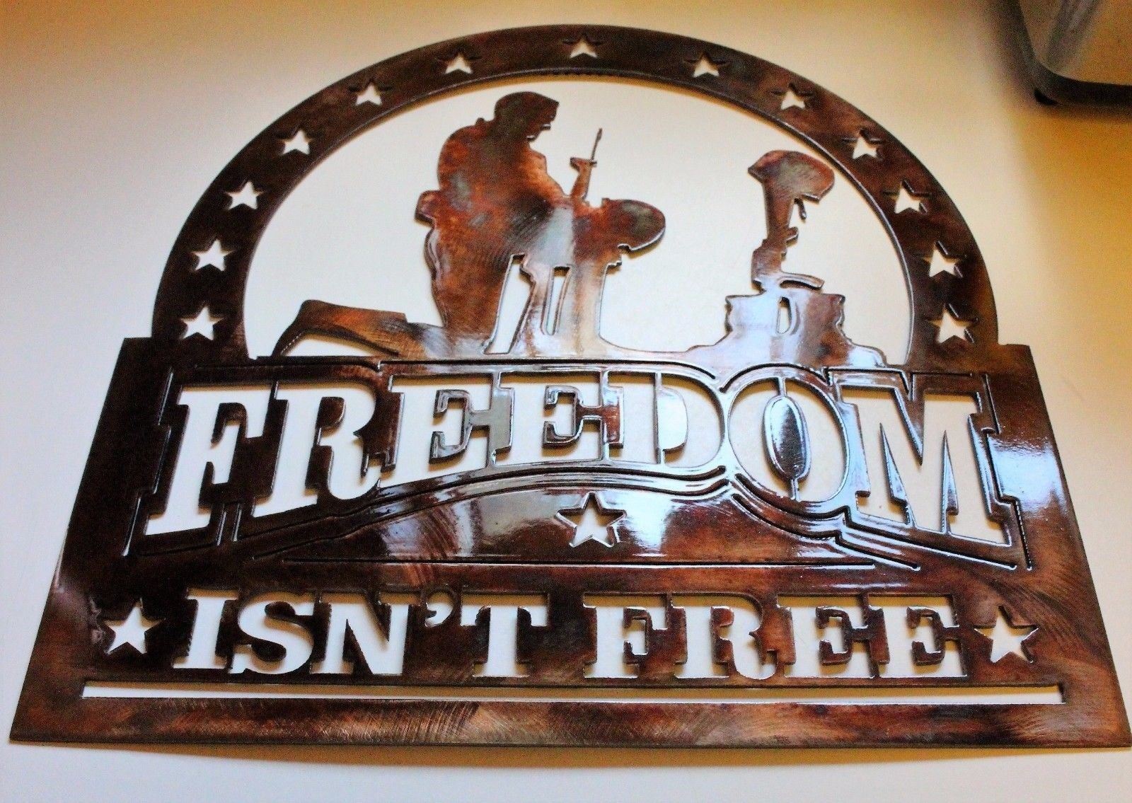 Freedom Isn't Free Metal Wall Art Decor/Military 16" Tall x 15 1/2