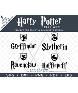 Harry Potter Clip Art Design SVG DXF PNG PDF - Hogwarts House Crest + FREE Font! - $3.49