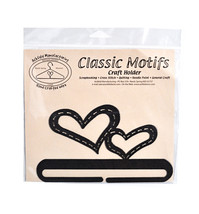 Classic Motifs Stitched Hearts 6 Inch Charcoal Split Bottom Craft Holder - $14.36