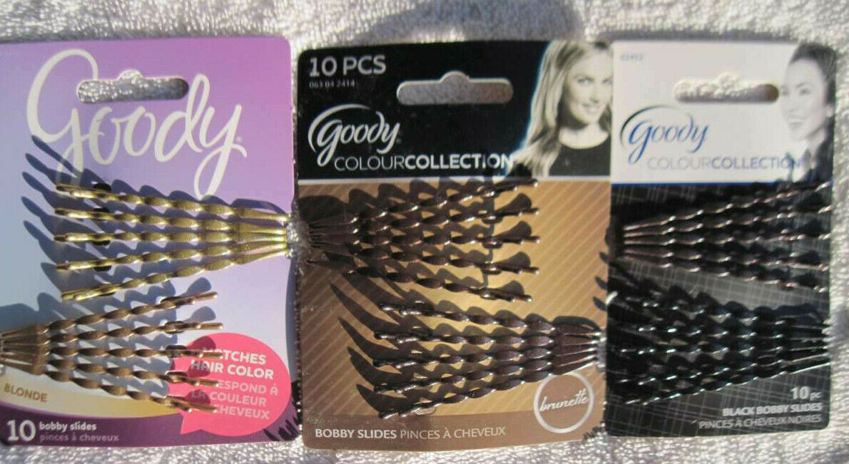 Primary image for 10 Goody Brunette Brown Black Wavy Bobby Slide Hair Pin Color Colour Collection