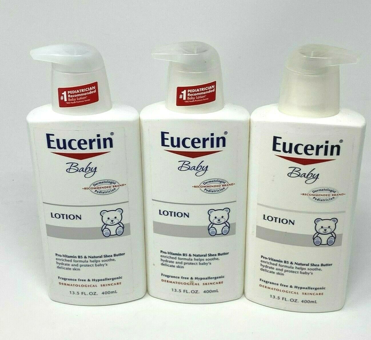 NEW! (3PACK) Eucerin Baby LOTION Shea Butter Fragrance Free Sensitive