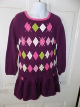 Hartstrings Sweater Dress Plum Purple Cotton Argyle Size 4 Girl's New - $30.96