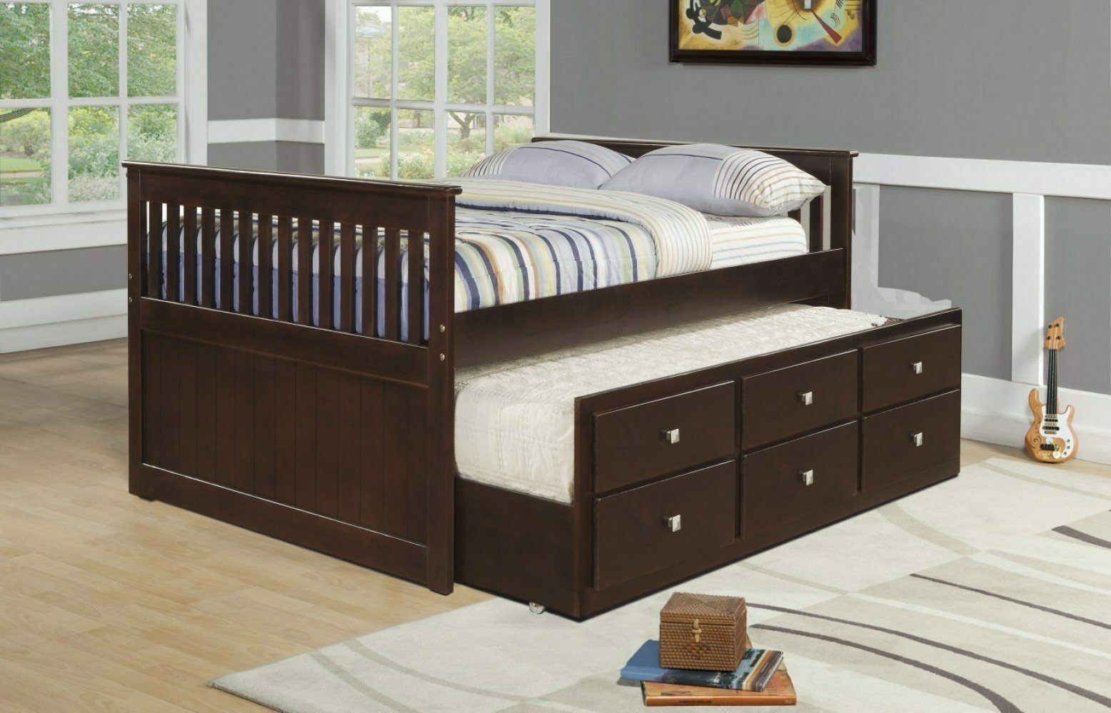 Owen Full Size Captains Bed with Storage and Trundle - Beds & Bed Frames