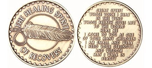 Wendells - Healing spirit of recovery native american bulk lot of 25 medallions chips bronz