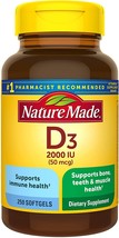 Nature Made Vitamin D3, 250 Softgels, Vitamin D 2000 IU (50 mcg) Helps S... - $13.99