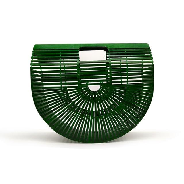Green S Wooden Bamboo Clutch Handbag For Women - Green - S