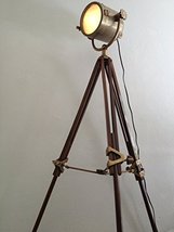 NauticalMart Brown Antique Rustic Nautical Searchlight With Tripod Floor Lamp image 2
