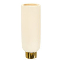 Nearly Natural 12.75&quot; Elegance Ceramic Cylinder Vase with Gold Accents - $50.61
