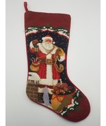 Sferra Needlepoint Santa Toy Bag Stocking Christmas Handmade Velvet Back... - $290.00