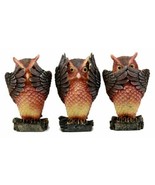 Ebros See Hear Speak No Evil Forest Owls Figurine Set Wisdom Of The Wood... - $30.99