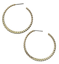 Napier Gold-Tone Rope 1.5&quot; Diameter Hoop Post Earrings NEW - $11.87