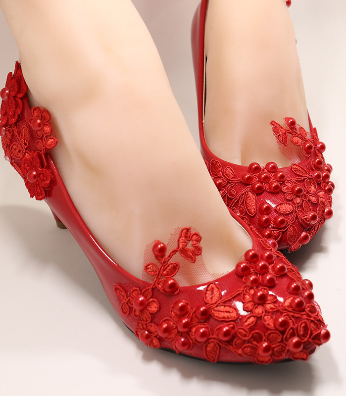 Red Lace Wedding Low Heel Shoes Red Bridal And 50 Similar Items