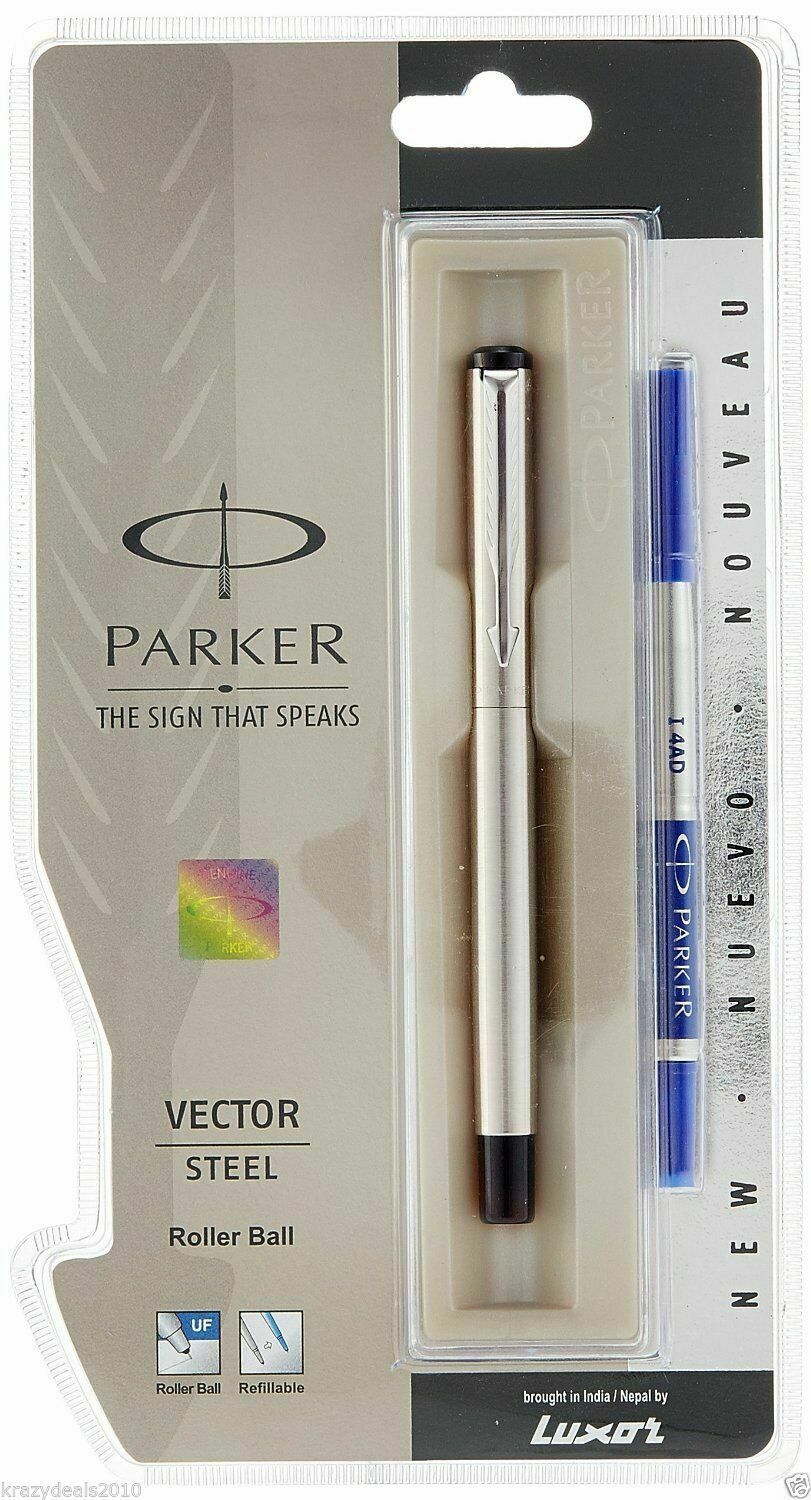 Blue ink Parker Vector Stainless Steel CT Ball Pen Ballpen Brand New 