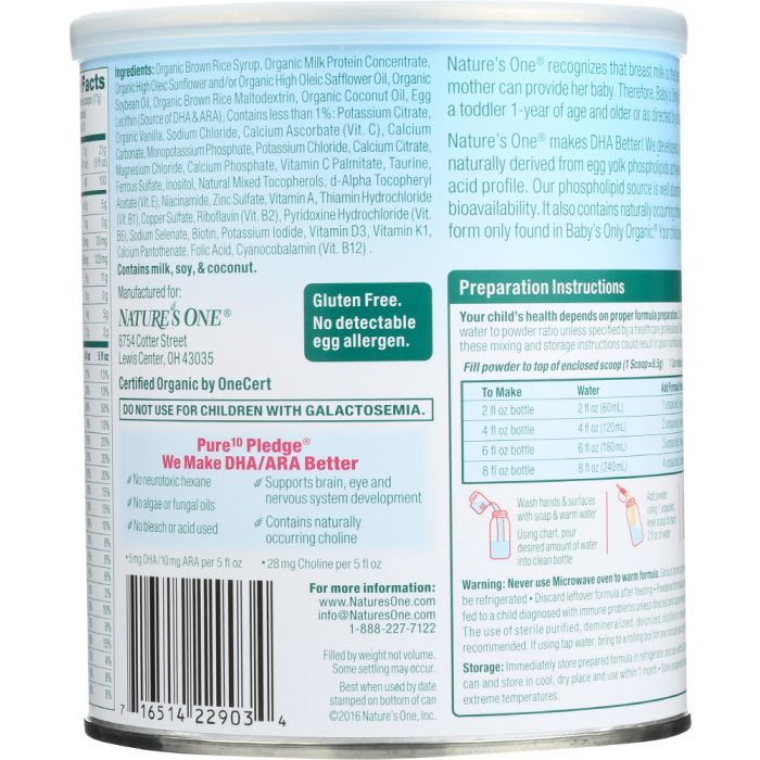 BABYS ONLY ORGANIC Toddler Formula LactoRelief Iron Fortified, 12.7 Oz Food