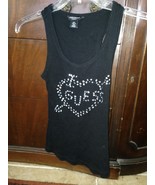 Juniors rhinestone black tank top by guess jeans authentic size medium - $24.99