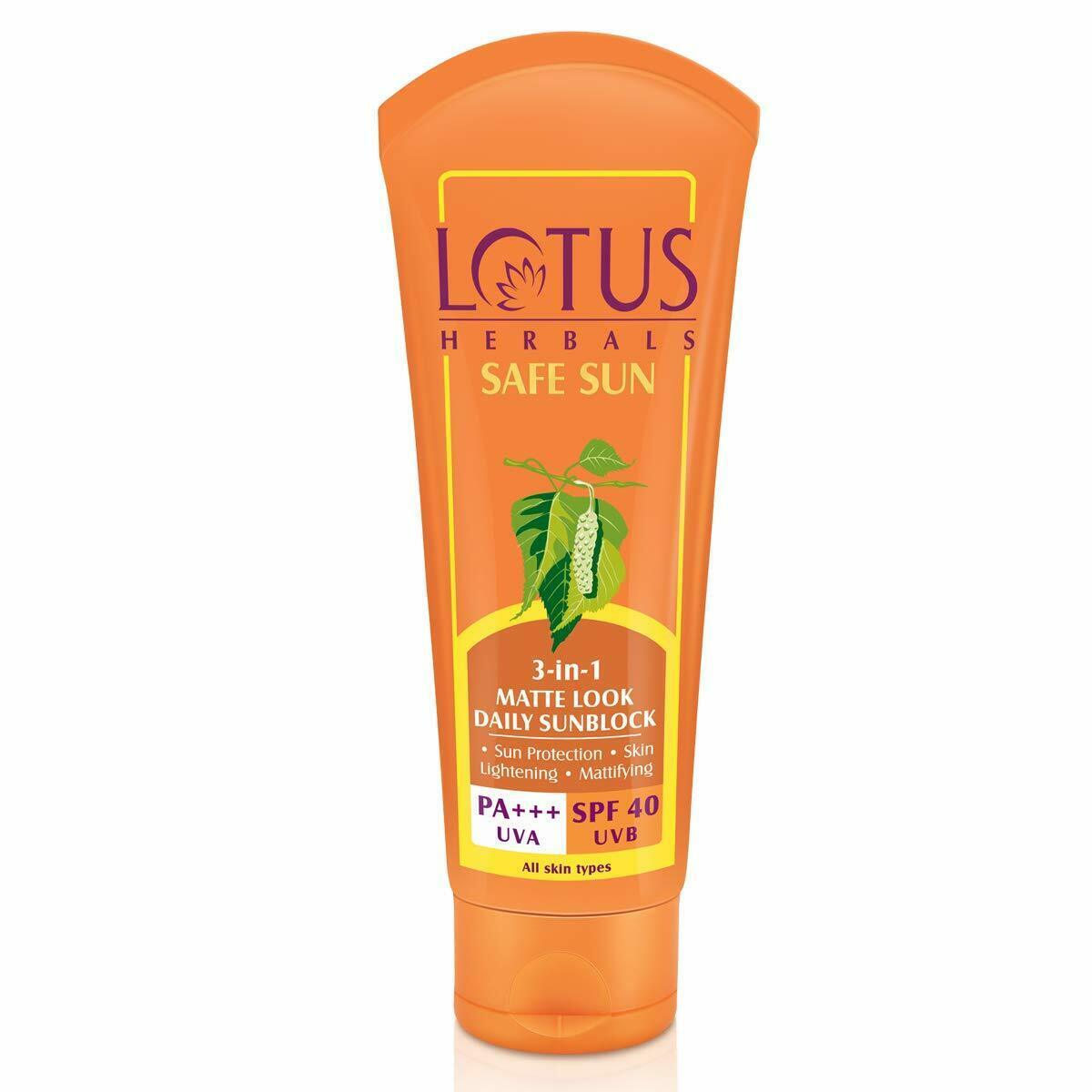 Lotus Herbals Safe Sun 3-in-1 Matte Look Tinted Sunscreen SPF 40 PA+++, 50g