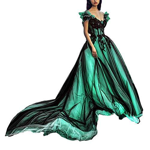 Kivary Plus Size Off The Shoulder Long Gothic Black Evening Prom Dresses Mint Gr
