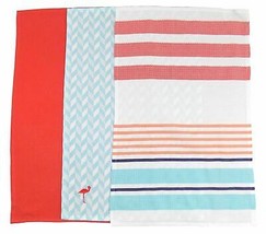 Confezione da 3 Zig Zag Righe Tinta Unita Arancione Blu 100/% Cotton Strofinacci 70CM x 45CM