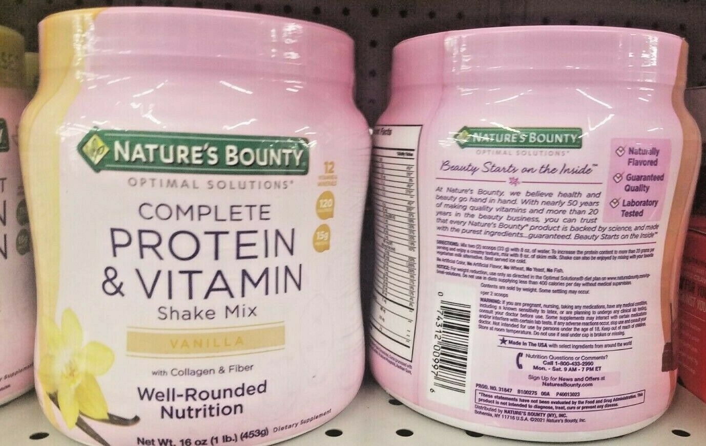 2 PACK NATURES BOUNTY COMPLETE PROTEIN & VITAMIN SHAKE MIX VANILLA Dietary Supplements