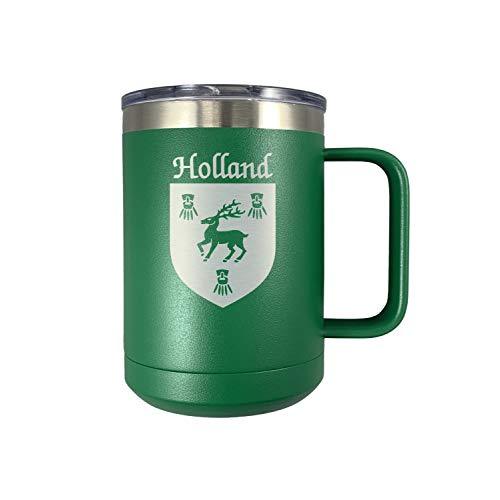 Holland Irish Coat of Arms Stainless Steel Green Travel Mug with Handle