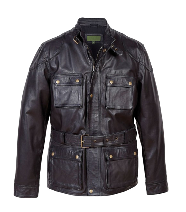 Mens Leather Jacket Black Pocket Style Distressed Look Leather Coat ...