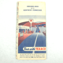 Vintage 1950s Texaco Oil Gas Road Map Indiana Ohio Kentucky Tennessee RARE - $12.99