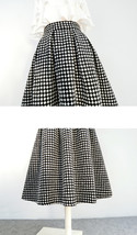 Women Black Winter Tweed Skirt Outfit A-line High Waisted Pleated Tweed Skirt image 9