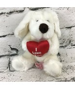 VTG Russ Berrie Luv Pup Plush White Puppy Dog W/ Heart Shaped Pillow Stu... - $19.79