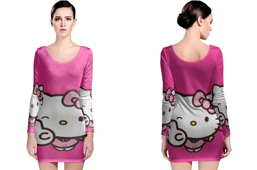 Hello Kitty Pink Long Sleeve Bodycon Dress