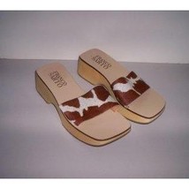 Wood & Cow Hide Leather Sandals Women’s Size 6M Franco Sarto Like New!  - $34.95