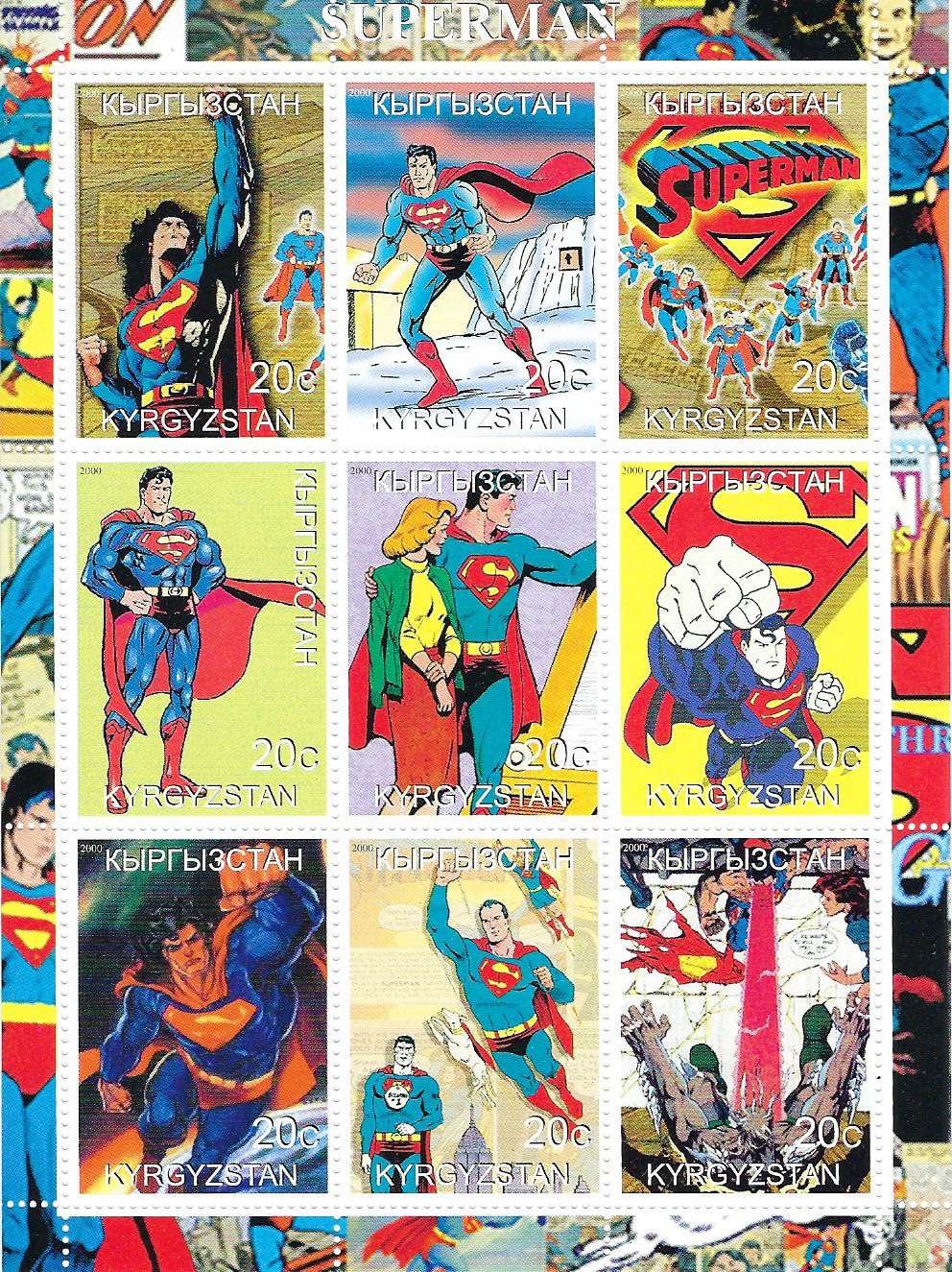 Superman Stamp Sheet Stamps